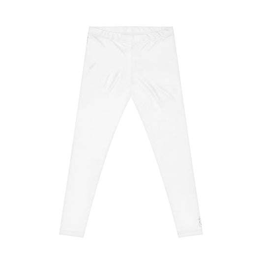 White All-Over Print Women’s Leggings — Minimal Casual Activewear