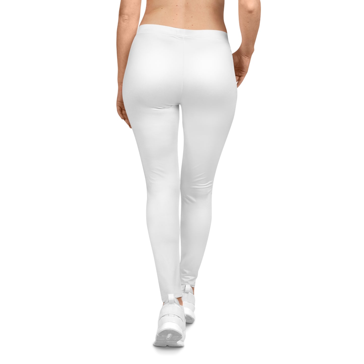 White All-Over Print Women’s Leggings — Minimal Casual Activewear